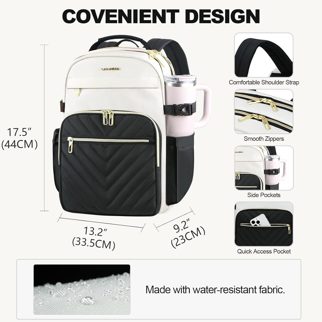 VANKEAN Mochila para laptop para mujer con bolsillo gigante para va...