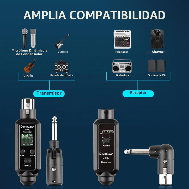 Devilclaw Sistema XLR inalámbrico Phantom Power de 48 V \u2013 0 V\...