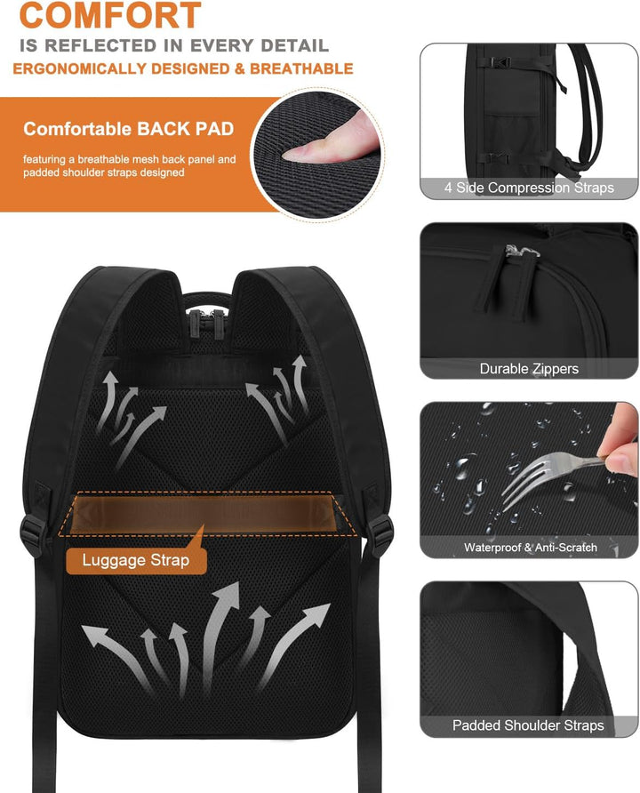 Capolo Mochila de viaje para mujeres y hombres, mochila impermeable...