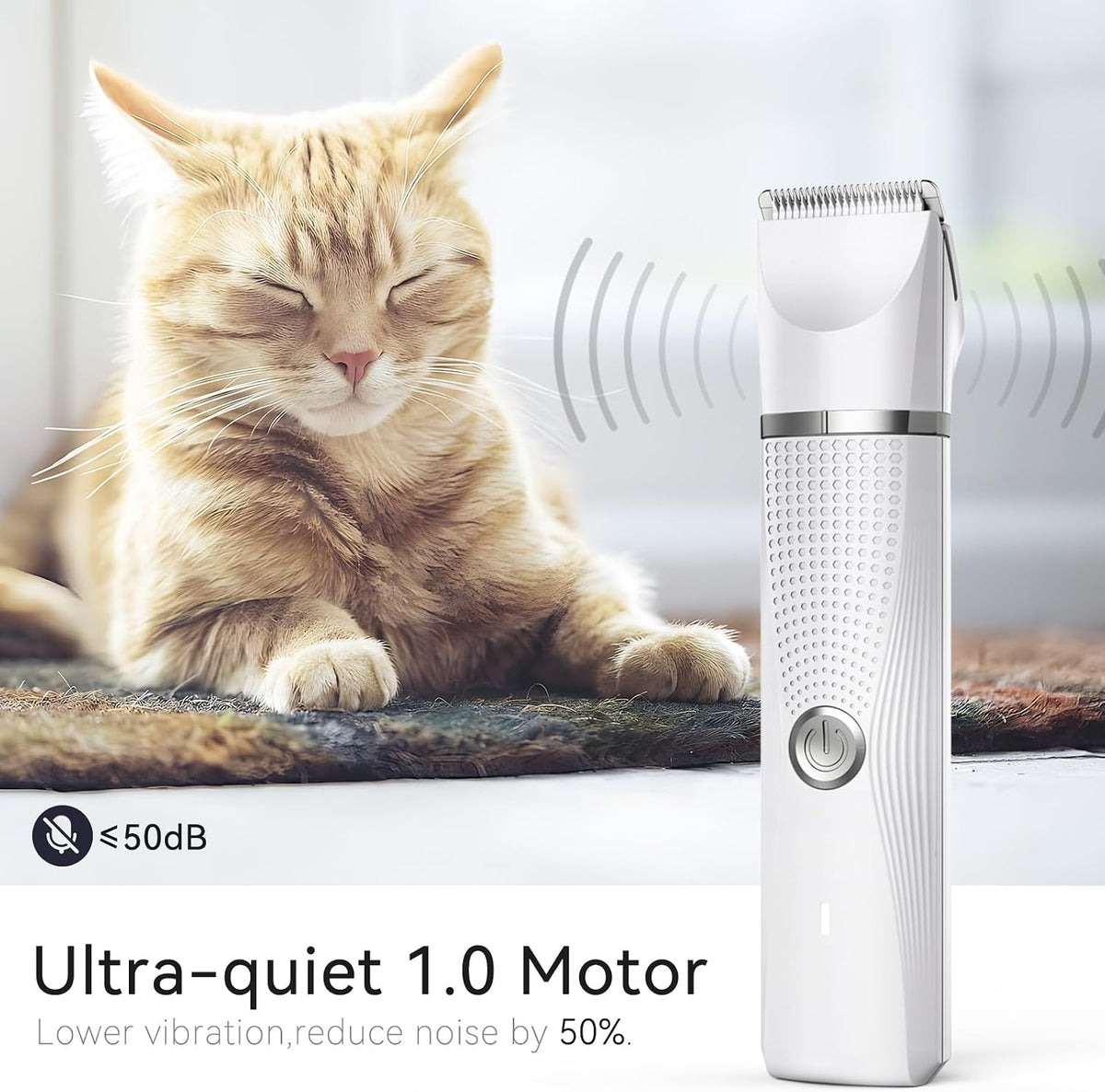 Kit de cortapelos para gatos con recortador de patas, suministros eléctricos 3 en 1 para cabello grueso y enmarañado, afeitadora de trasero de abrigo pesado, afeitadora de pelo para perros en casa (blanco)