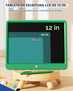 Tableta de escritura LCD de 12 pulgadas para niños de 3 años - Almohadilla de dibujo electrónica y tablero de garabatos como regalos educativos de cumpleaños para niñas y niños (verde)
