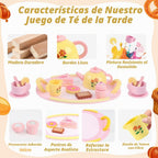 Juego de té de madera para fiestas de té para 3-5 niñas 4-6 6-8
