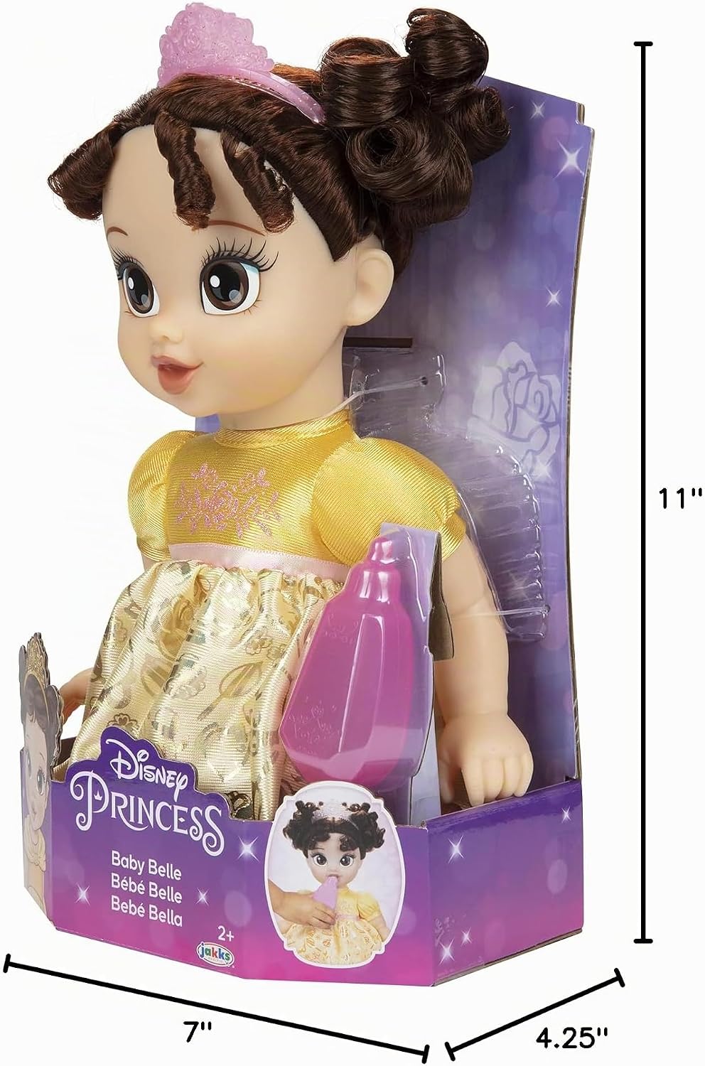 Disney Princess Muñeca Belle con biberón y tiara
