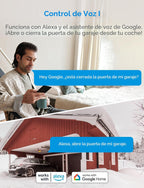meross Abridor de Puerta de Garaje Inteligente WiFi con Control Remoto, Control por Aplicación, Funciona con Alexa, Google Assistant y SmartThings, No Necesita Hub (Versiones Sin HomeKit)