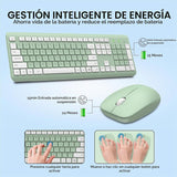 Combo de teclado y mouse inalámbricos, teclado ergonómico silencios...