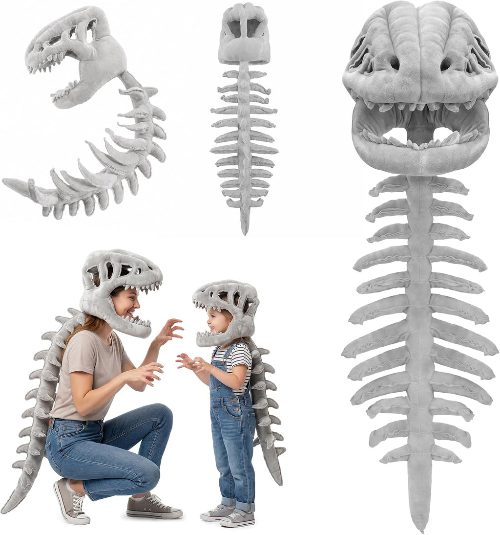 Disfraz de esqueleto de dinosaurio de felpa para niños, disfraz de