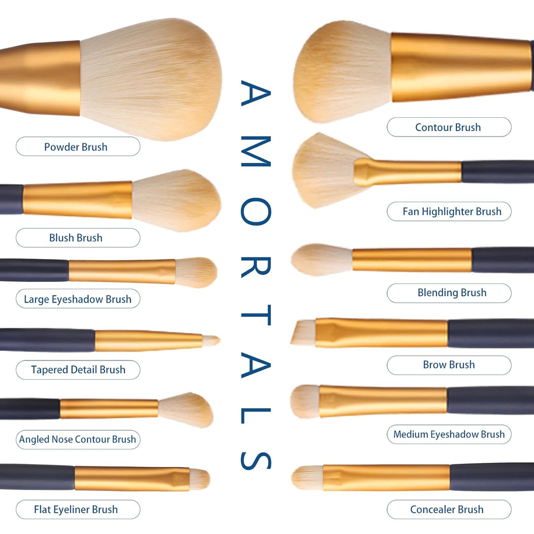 AMORTALS - Juego de brochas de maquillaje, 12 brochas de maquillaje...
