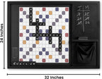 Juego de palabras de madera de gran tamaño para montar en la pared (32 x 24 pulgadas), tablero magnético de azulejos de palabras con pizarra, almacenamiento y azulejos, juego montado en la pared