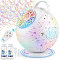 Máquina de burbujas con control remoto, rotación automática de 360° y 7 luces RGB recargable, máquina de burbujas para niños y niñas, máquina de burbujas portátil para fiestas, bodas, cumpleaños