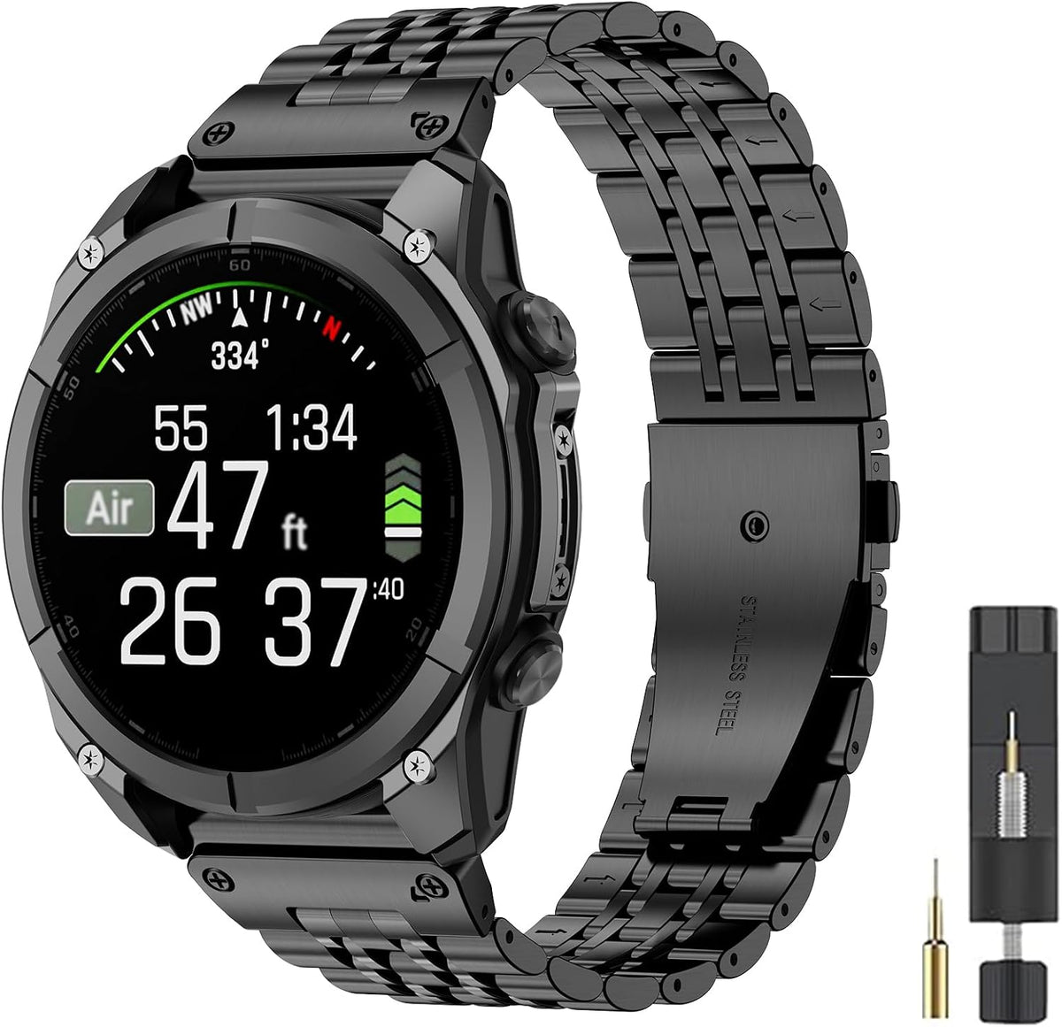 Correa de metal de 22 mm para Garmin Fenix 9/8 47mm/7/6/5/Approach S70, Hombres
