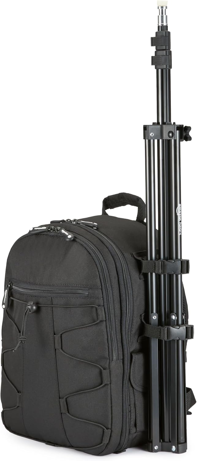 Amazon Basics Trípode portátil de aluminio para fotografía con funda, 2.8-6.7 pies, negro