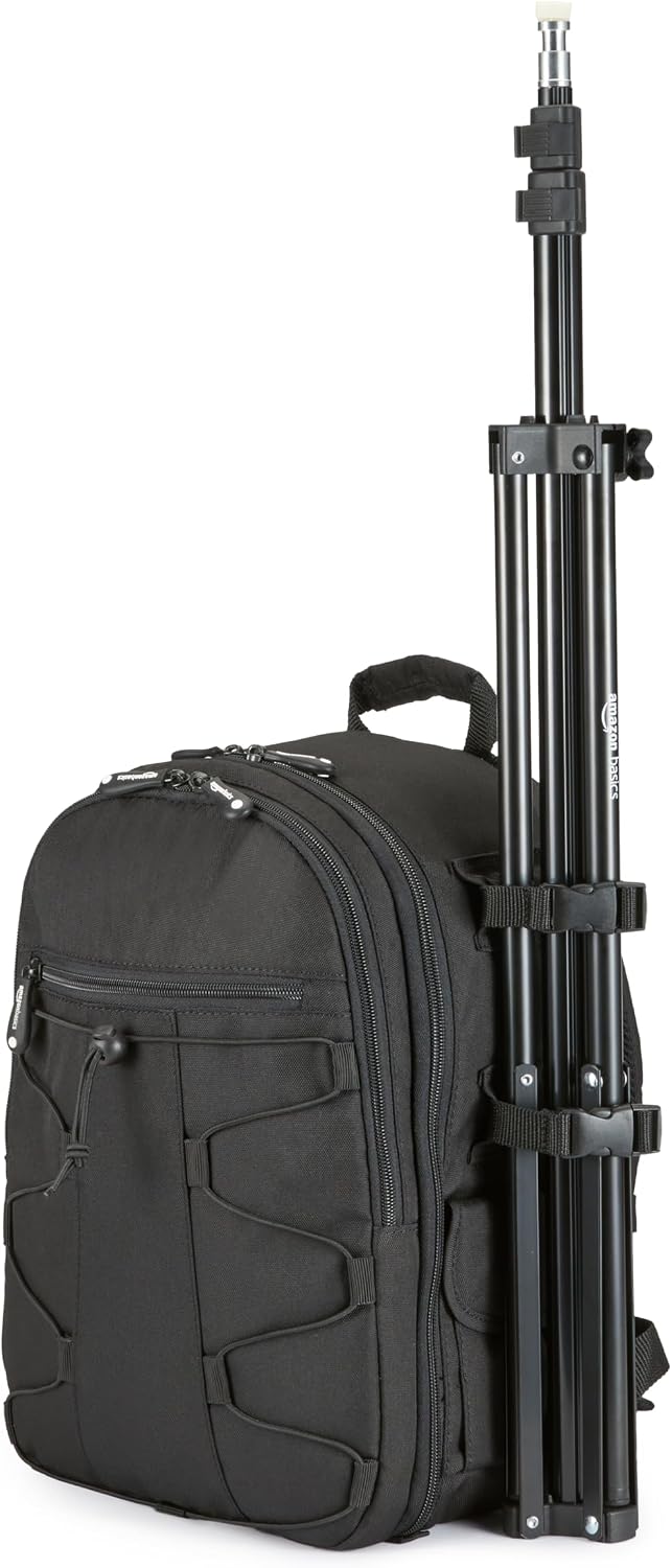 Amazon Basics FOTOGRAFÍA DE ALUMINIO FOTOGRAFÍA STAND CON CASO - Paquete de 2, 2.8 - 6.7 pies, negro