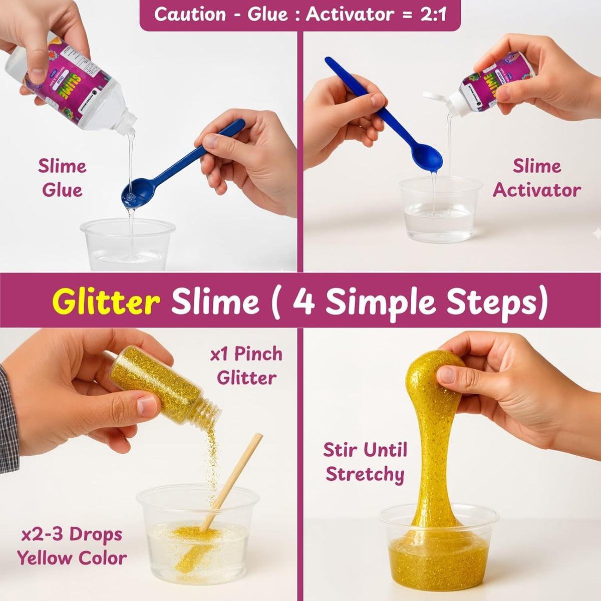 Kit de fabricación de slime para niños de más de 4 años, crea purpurina, incluye moldes