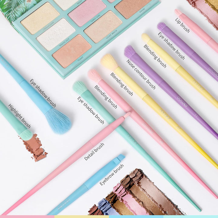 Docolor Juego de 17 brochas de maquillaje coloridas de alta calidad...