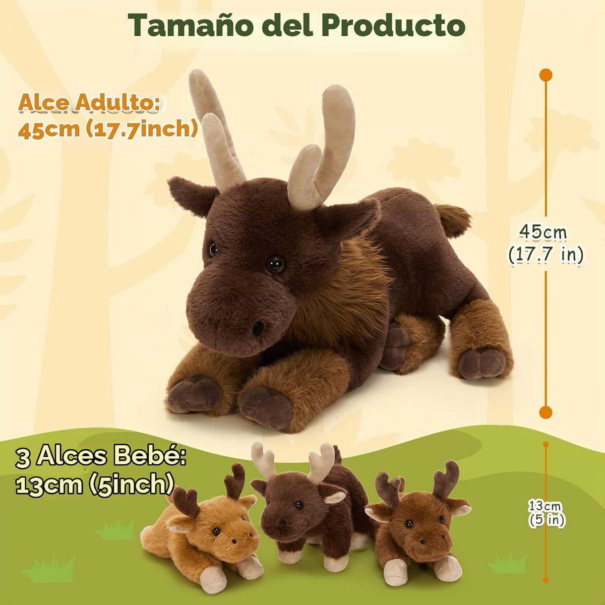 MaoGoLan 4 piezas de animales de peluche de alce, 18 pulgadas, estilo