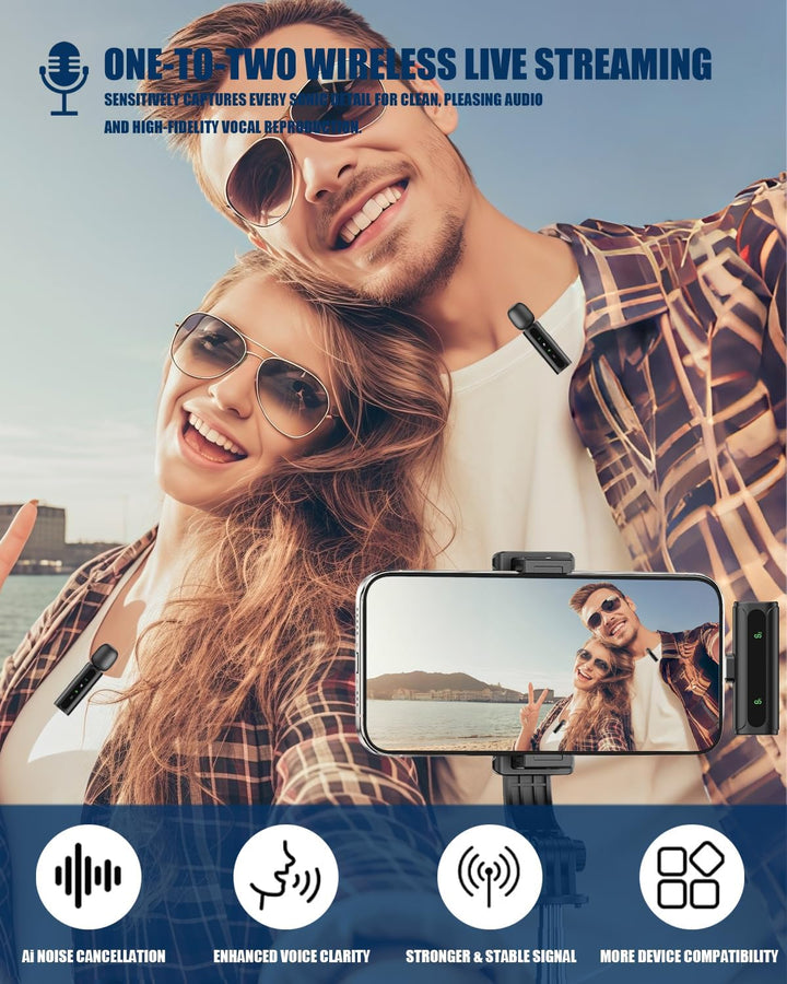 JCHIEN Micrófono inalámbrico para iPhone\/teléfono Android - Mini m...