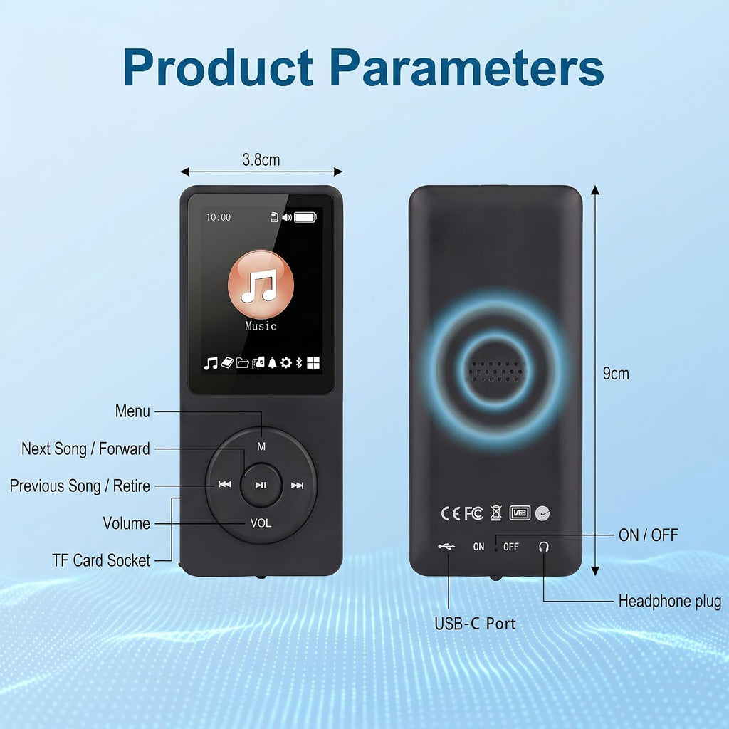 Reproductor MP3 de 128 GB con auriculares Bluetooth 5.3 incluidos