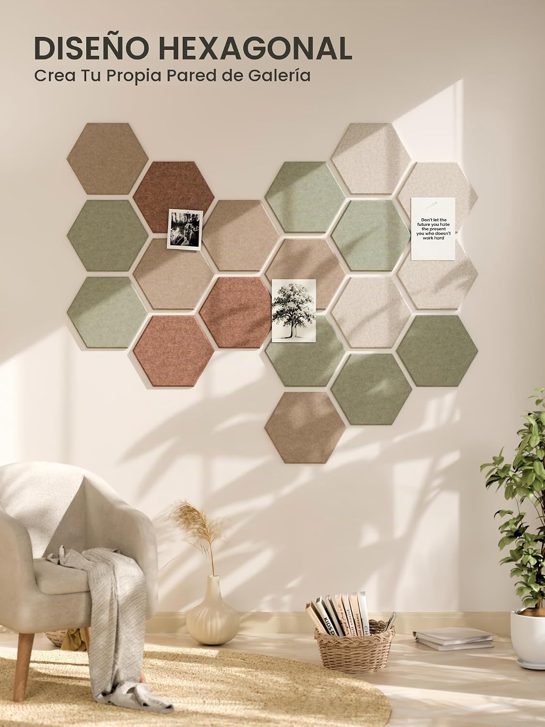 Paquete de 12 azulejos hexagonales de fieltro para tablón de