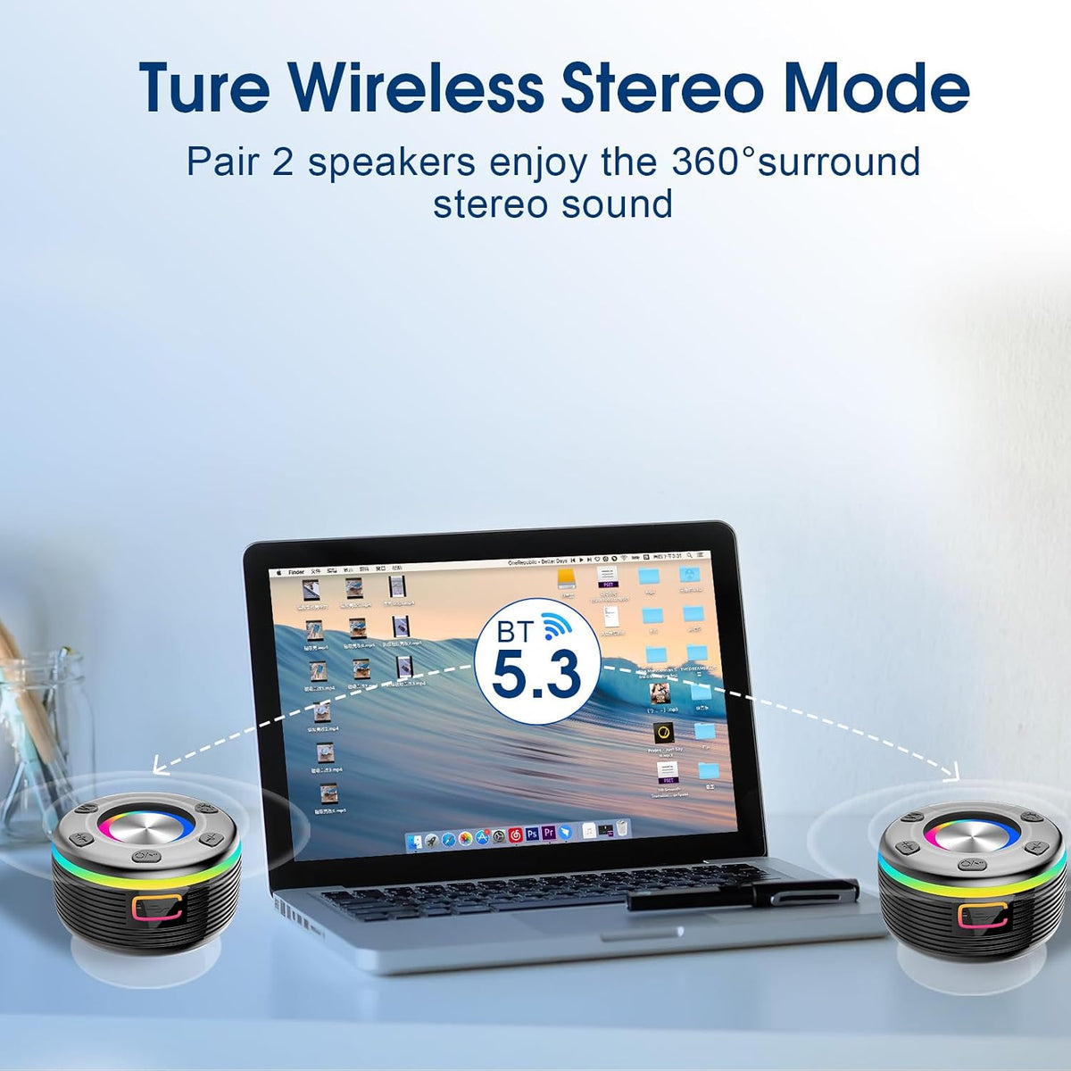 OYIB Altavoz de ducha Bluetooth, altavoz portátil IPX7, sonido HD de 360°
