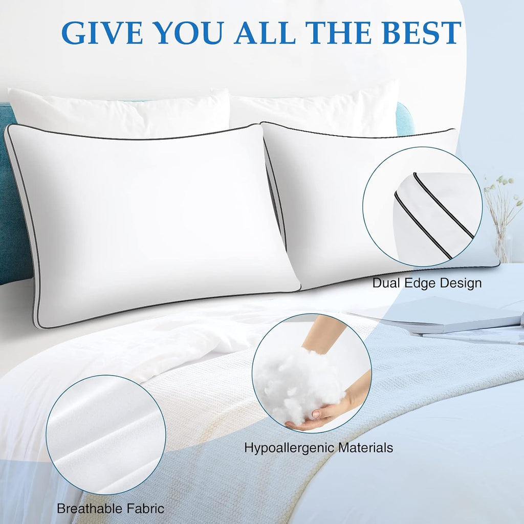 DolceLuna Juego de 2 almohadas tamaño King, almohada de cama de lujo para