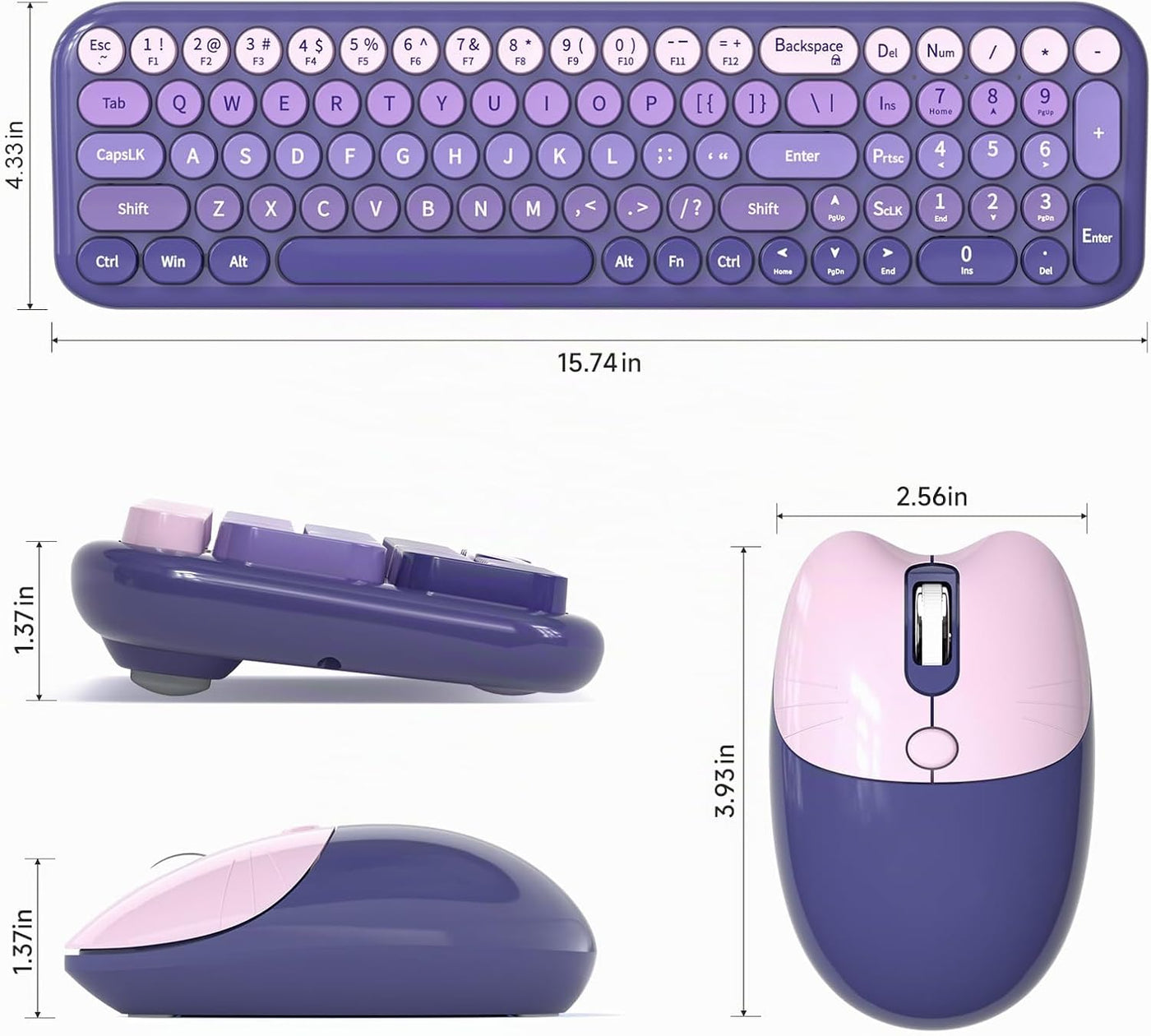 MOFII Combo de teclado y mouse inalámbricos, teclado pequeño compac...