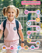 Reloj inteligente impermeable para niños, juguetes para niñas de 6 a 8 años con 32 juegos de cámara dual