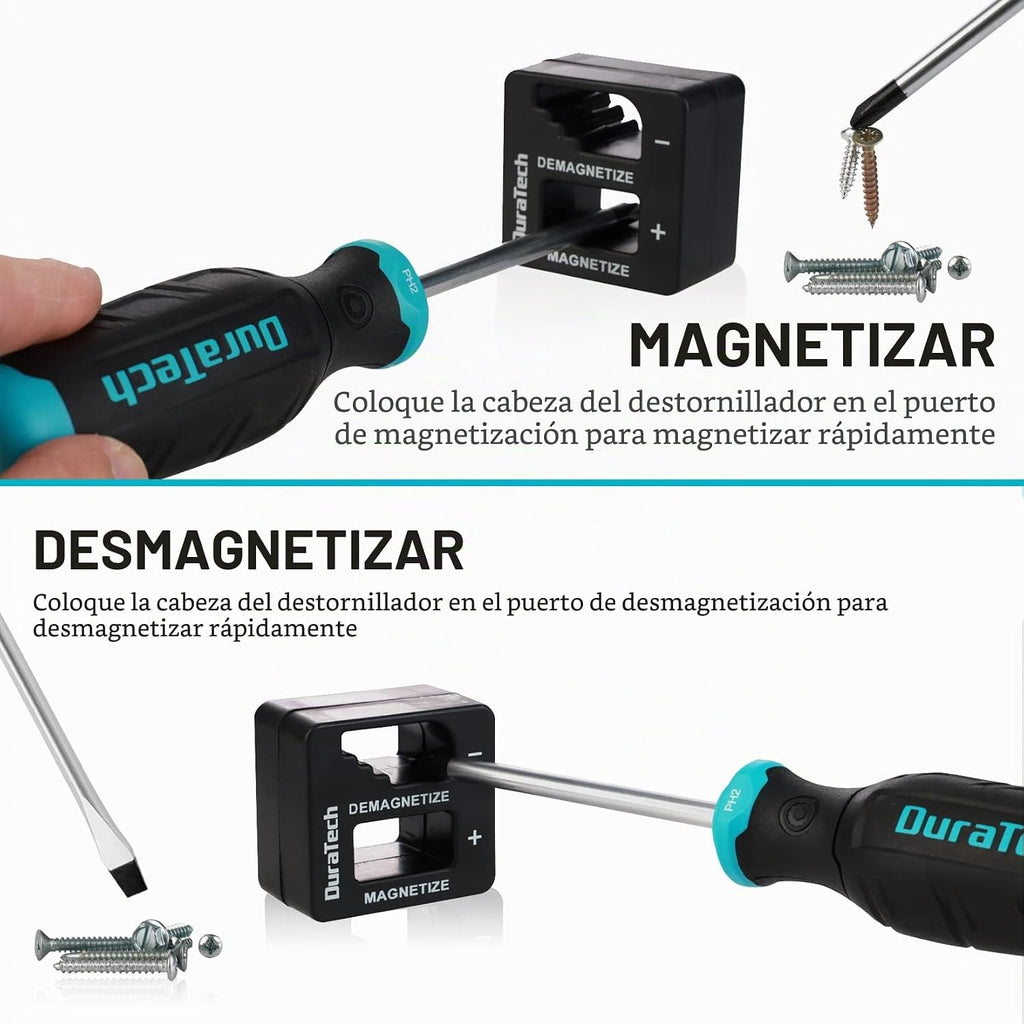 DURATECH Juego de 12 destornilladores magnéticos de acero de aleación S2