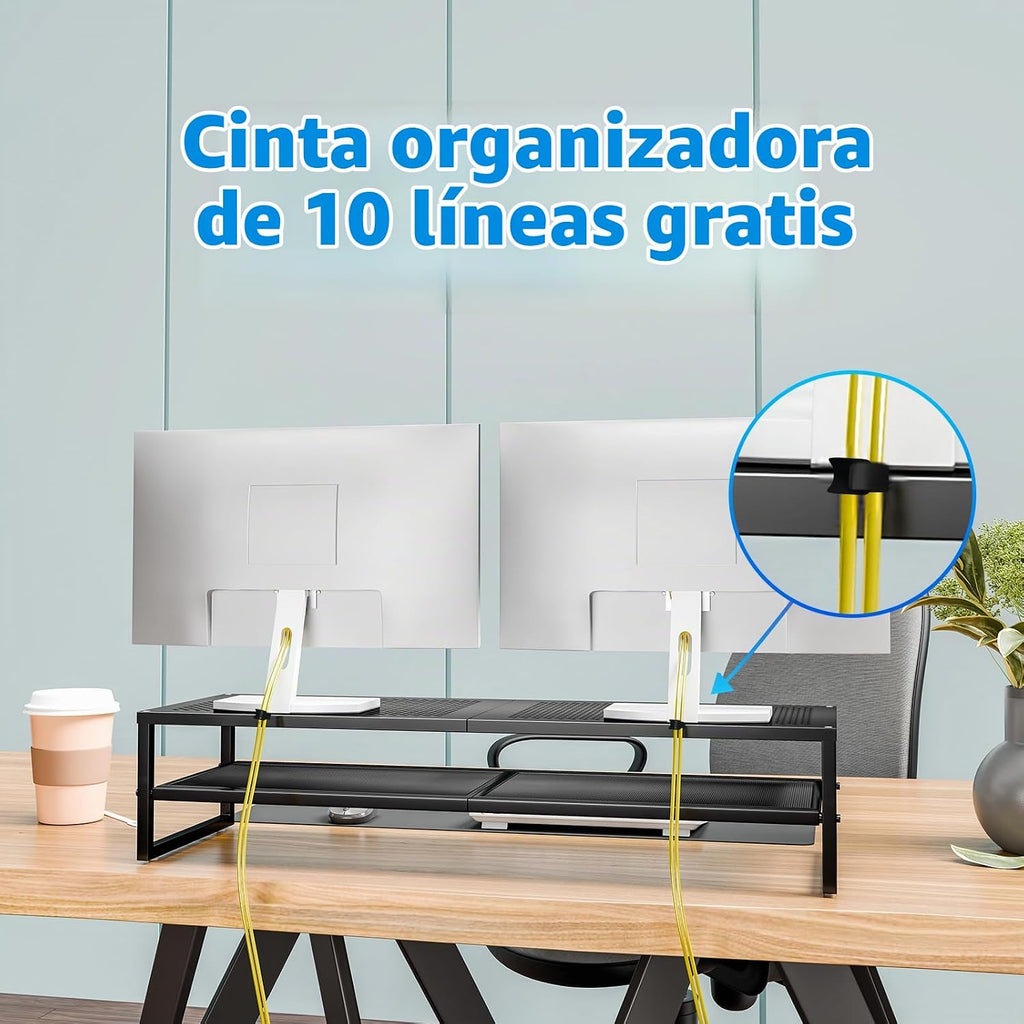 Simple Trending - Soporte elevador para monitor doble con alfombrilla para