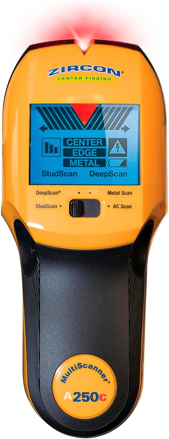 Zircon® MultiScanner™ A250c Buscador de pernos para madera y metal, pantalla mejorada