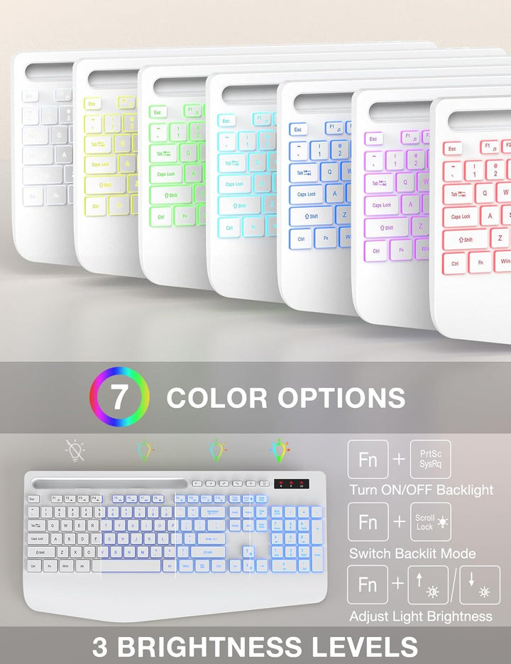 Combo de teclado y mouse inalámbricos, 9 efectos retroiluminados, r...