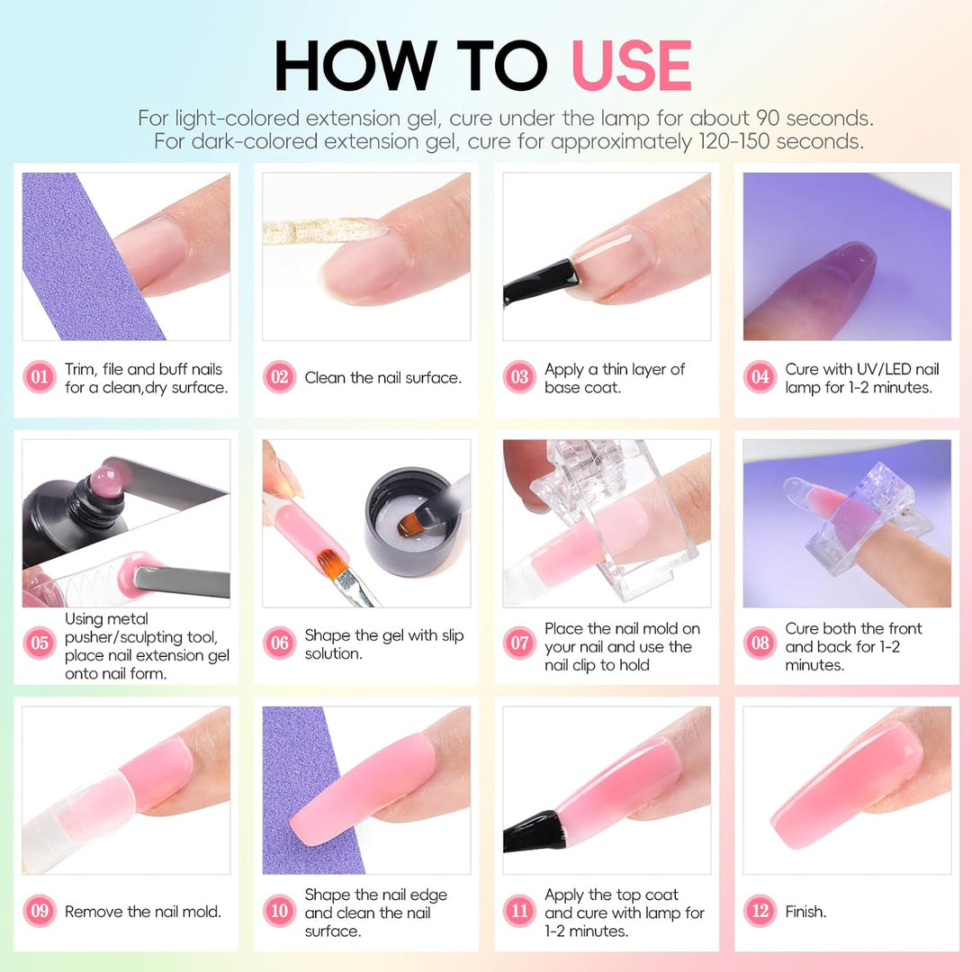 PEACECOLOR Kit de uñas de gel con polvo acrílico de 50 piezas con l...