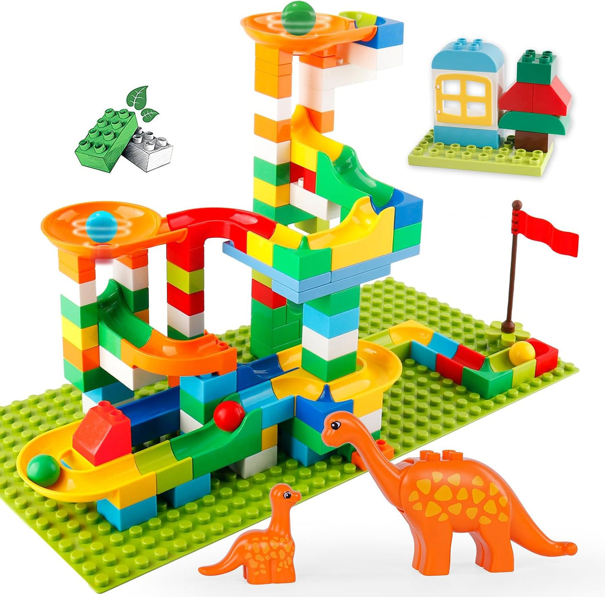 Bloques de construcción Klobroz Marble Run, 145 piezas de bloques grandes clásicos STEM juguete