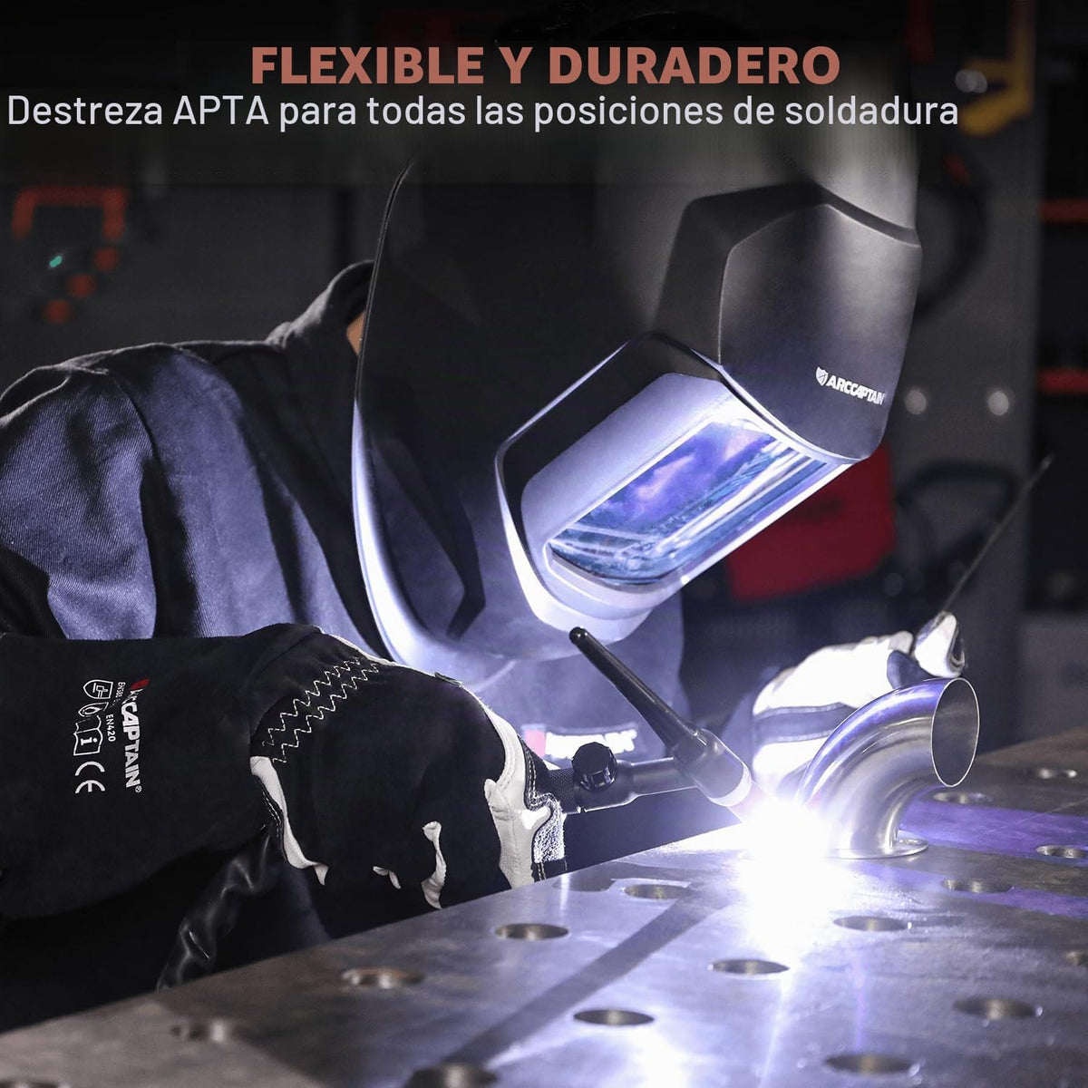 Guantes de soldadura TIG ARCCAPTAIN: cuero de grano de cabra premium, destreza, comodidad, guantes TIG duraderos para protección laboral