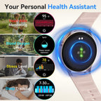 Fitpolo - Reloj inteligente para mujer, rastreador de fitness AMOLED de