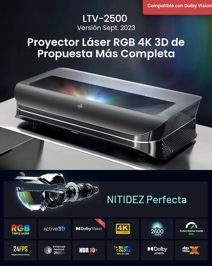 AWOL VISION LTV-2500 Proyector láser triple de 4K UHD de proyección...