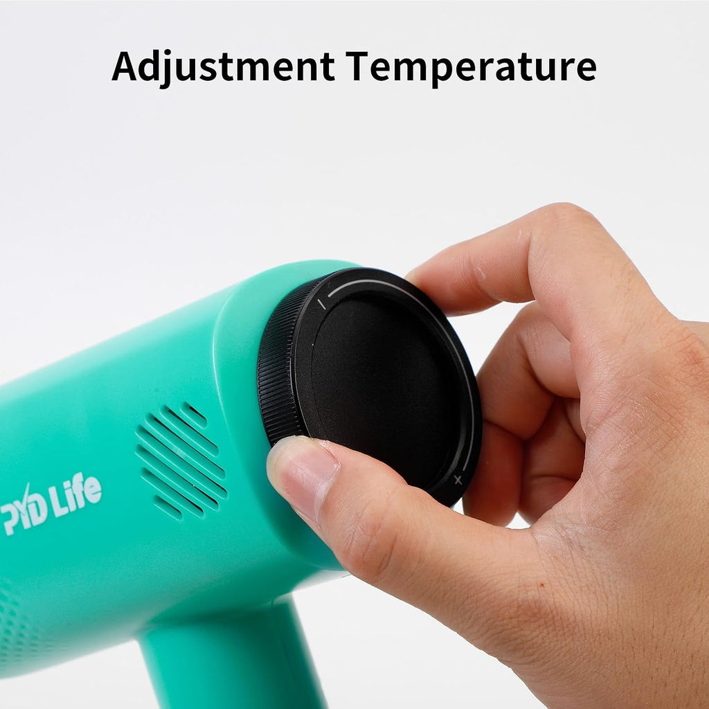 PYD Life Pistola sopladora de calor para sublimación en blanco Película de envoltura retráctil Pistola de aire caliente de 110 V para control de temperatura de envoltura retráctil con ajustes de 2