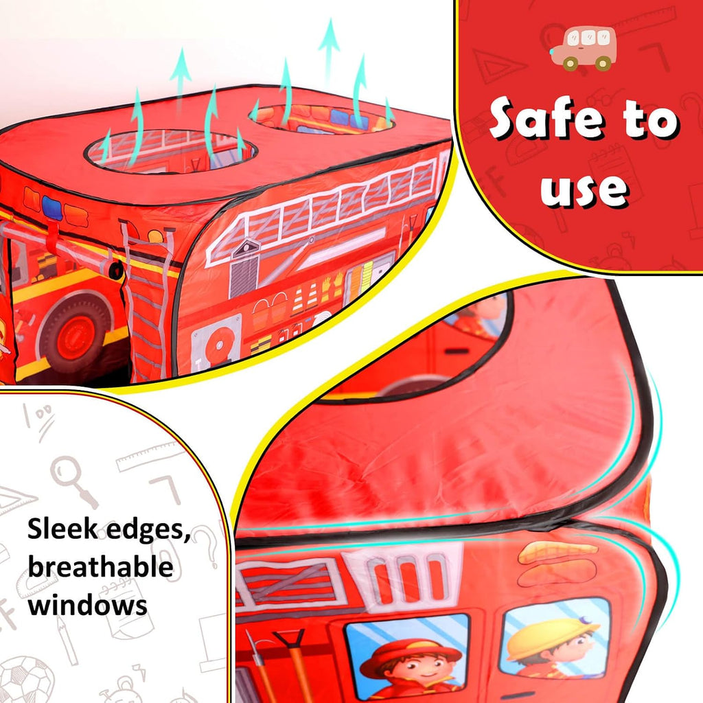 Camión de bomberos Pop Up Tent para niños, juguete interior/ exterior