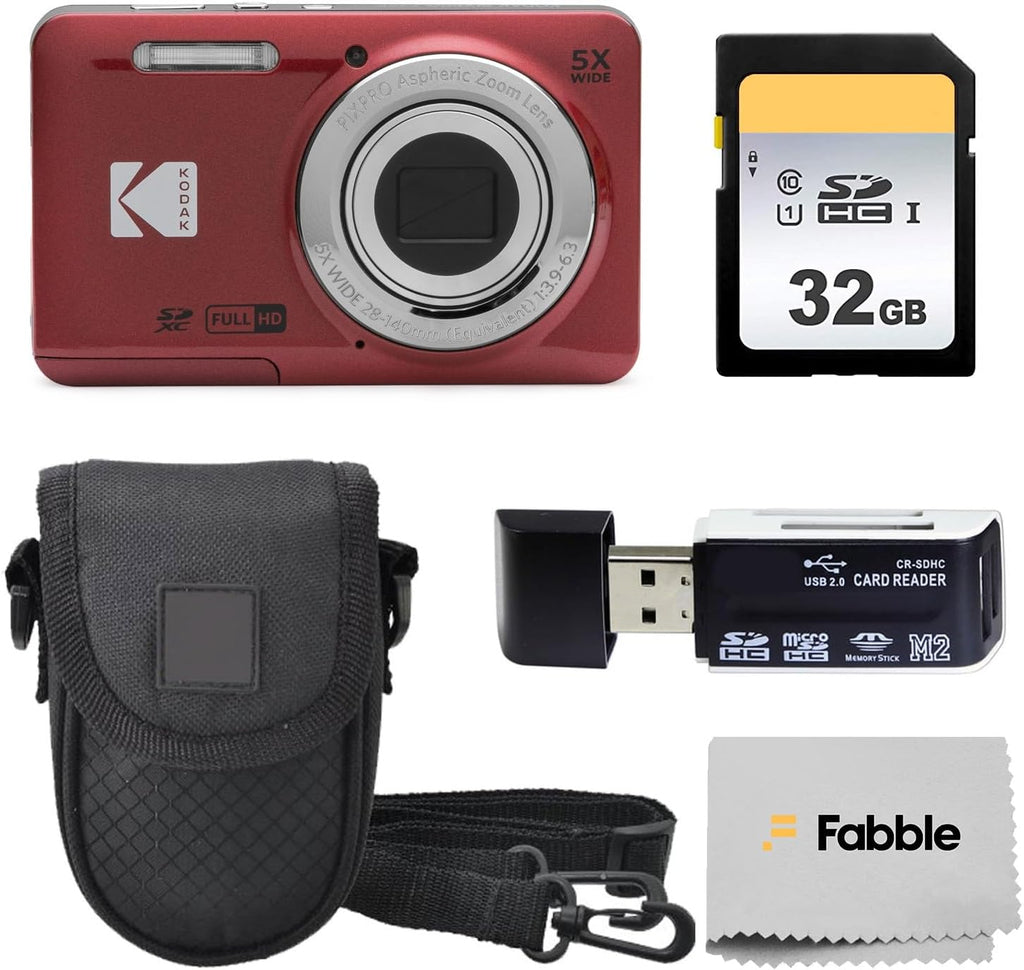 KODAK PIXPRO FZ55 Cámara digital de 16 MP de apuntar y disparar, zoom óptico 5X, Rojo