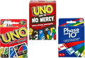 Mattel Juego de cartas Uno No Mercy, Uno y Phase 10, paquete combinado de 3