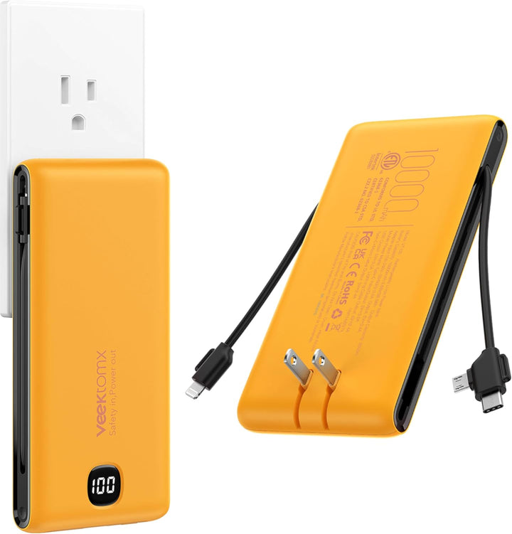 VEEKTOMX Cargador portátil con cables integrados de 10000 mAh, banc...