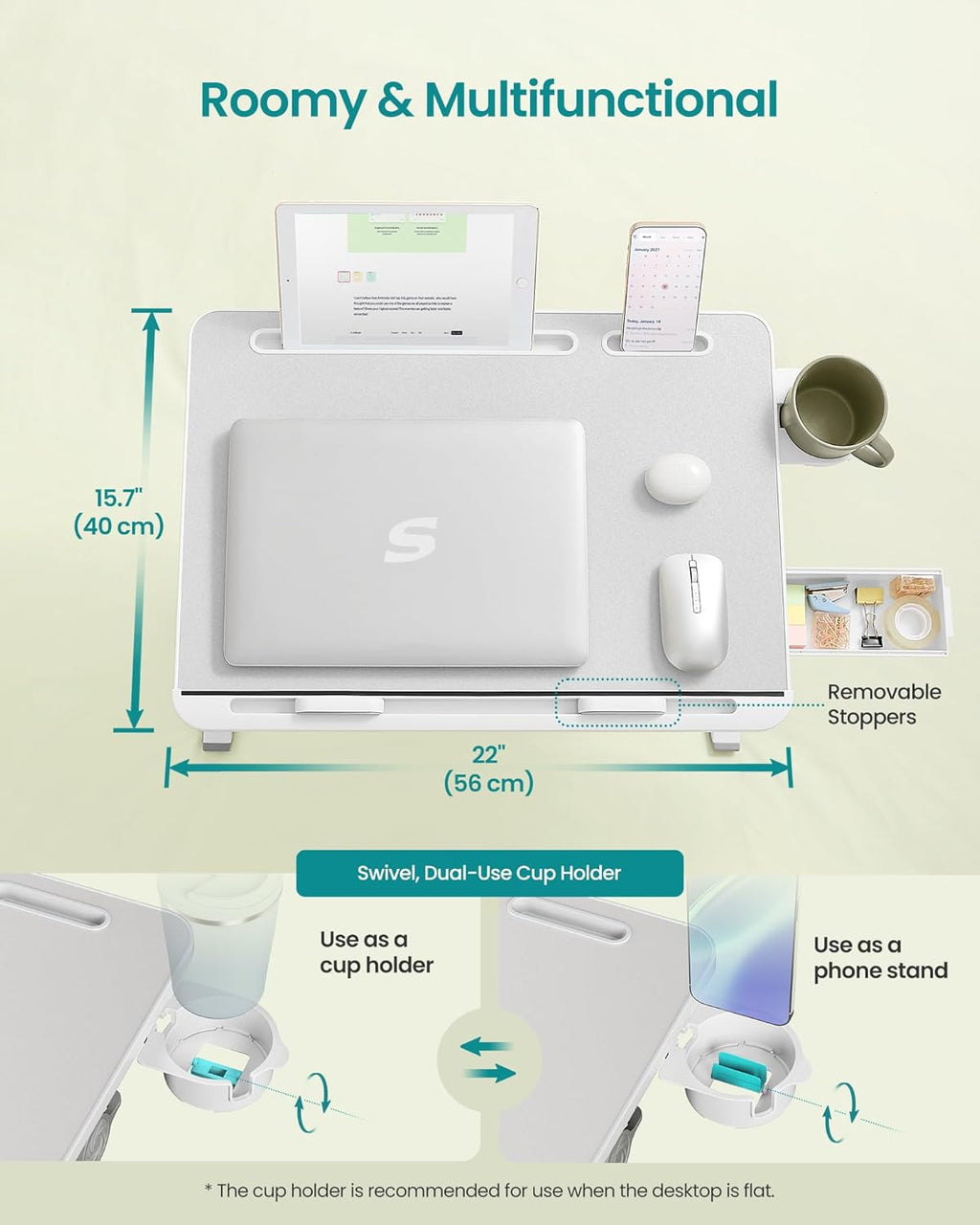 SONGMICS Escritorio para computadora portátil de cama, plegable
