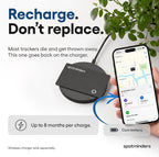SPOTMINDERS - Tarjeta de seguimiento de billetera con certificación MFi de Apple para viajes, funciona con Apple Find My, IP68 impermeable, recargable, tarjeta de seguimiento para cartera, equipaje