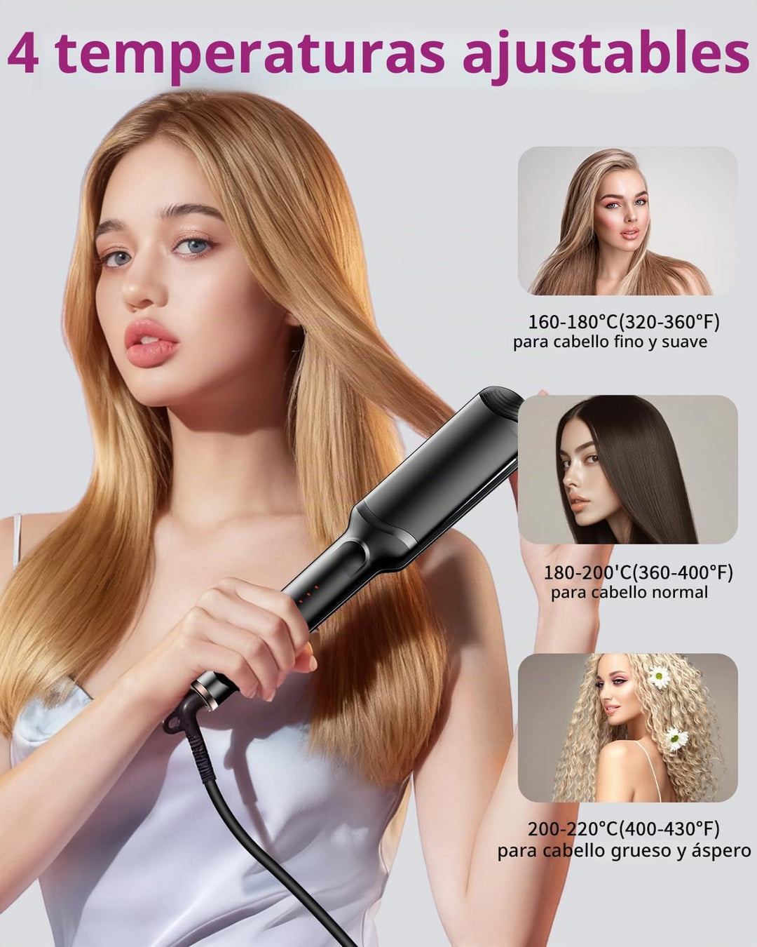 Onduladora de pelo rizadora, alisadora de cabello profesional para...