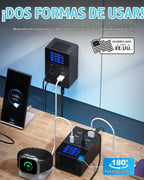 SABRENT Estación de carga VOLTIK, 252 W, 8 puertos USB C y USB A, pantalla