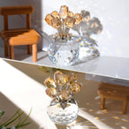 Figura de rosas doradas de cristal, ramo de rosas de cristal, decoración coleccionable, regalos para esposa, mujer, mamá en el día de la madre, día de San Valentín, aniversario de boda