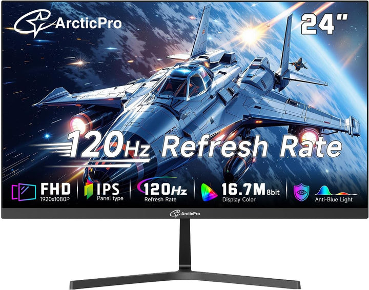 ArcticPro - Monitor de 24 pulgadas 120Hz, FHD 1080p, monitor de com...