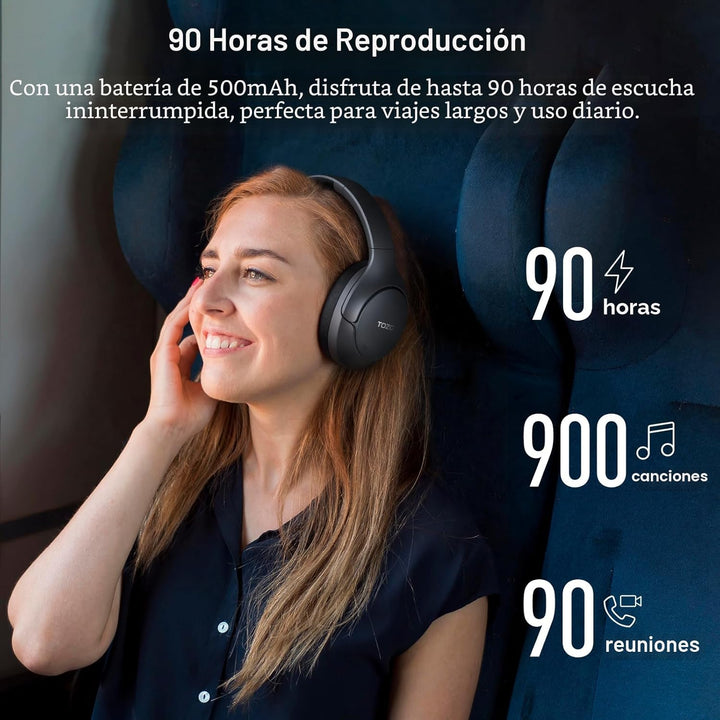 TOZO Auriculares híbridos HT3 con cancelación de ruido, batería de...