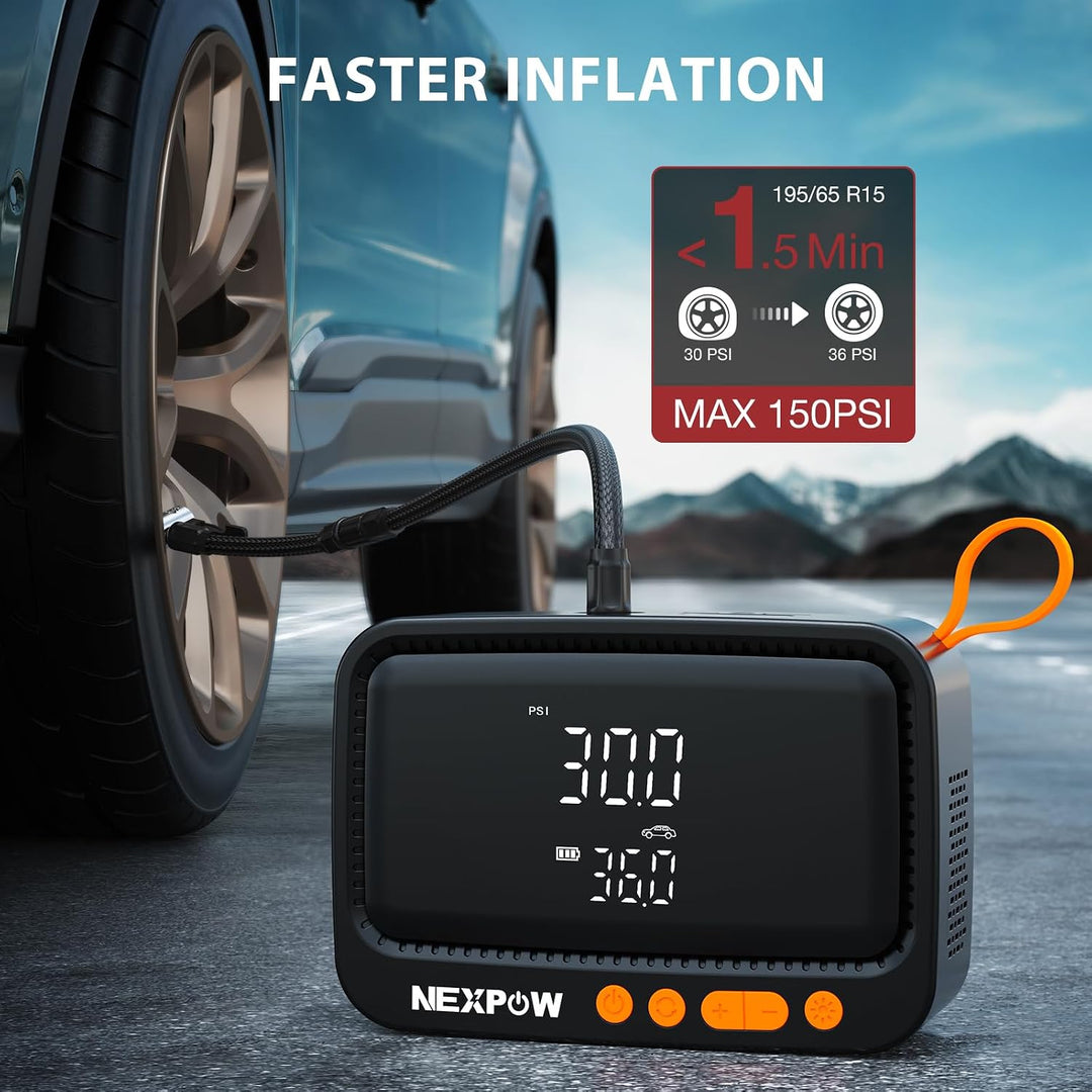 NEXPOW Inflador de neumáticos, compresor de aire portátil, bomba de...