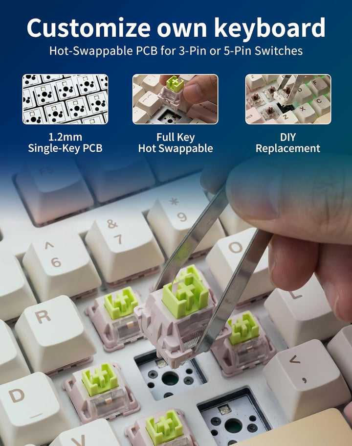 Aula AU75 Teclado mecánico inalámbrico, teclado para juegos con jun...
