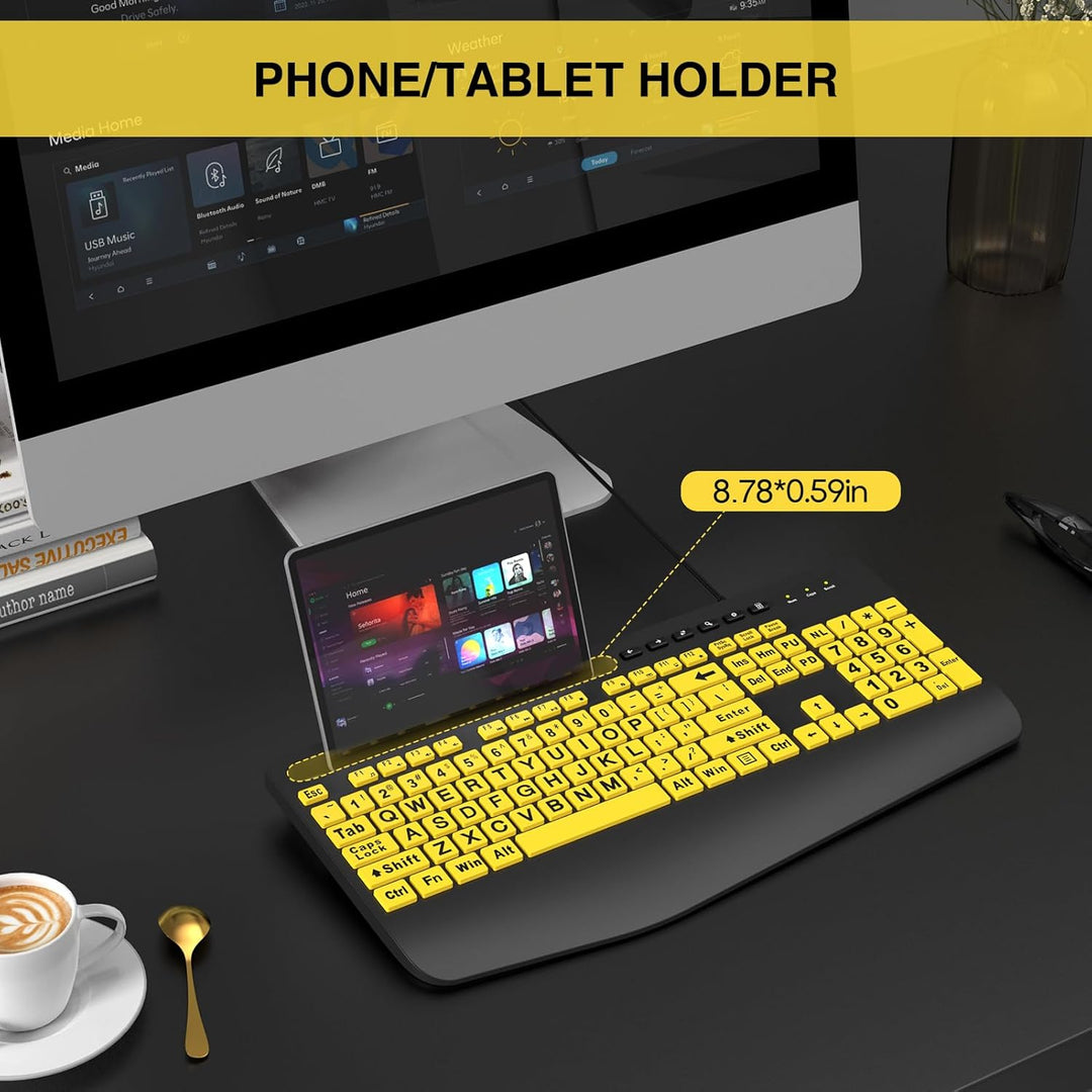 SABLUTE Teclados de computadora de letra grande, USB con cable de a...